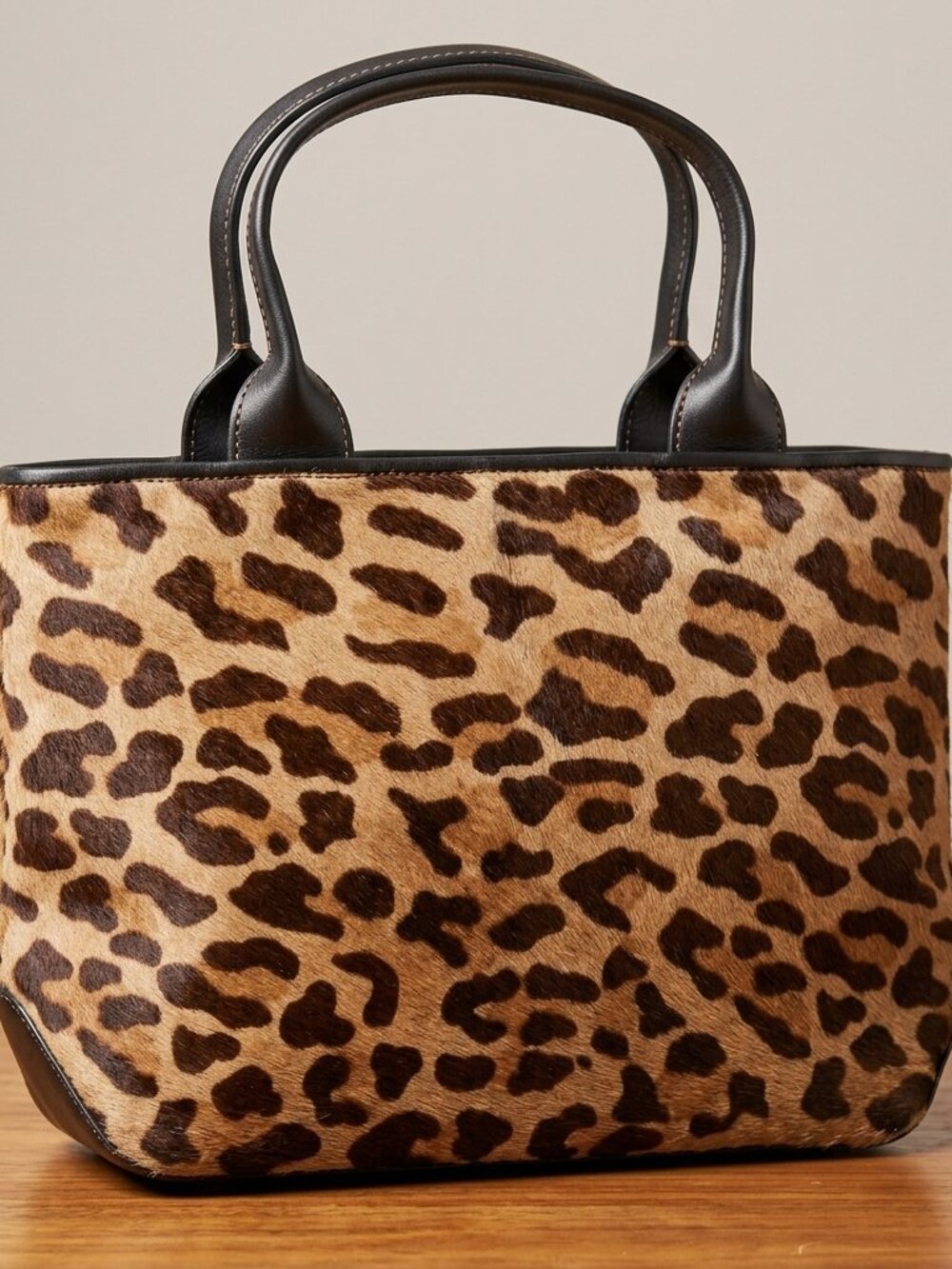 Vintage TANNER Italy Leopard Print Faux Fur Shoulder Bag Purse
